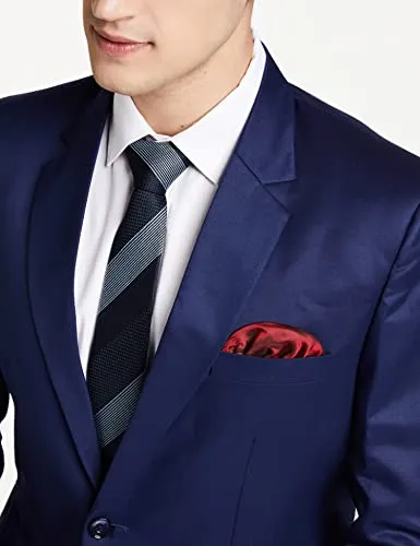 FAVOROSKI Designer Men's Slim Fit Notched Lapel Single Breasted Solid Blazer (Navy Blue, 2XL)