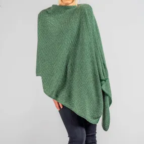 Fern Green and Natural Knitted Cashmere Poncho