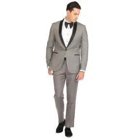 Ferrecci Men's Reno Grey Slim Fit Shawl Lapel 2 Piece Tuxedo Suit Set