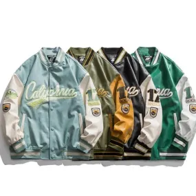 Flytonn-American stitching letter printing leather baseball uniform men's jacket for fall/winter 2021 new couple loose bomber jacket men