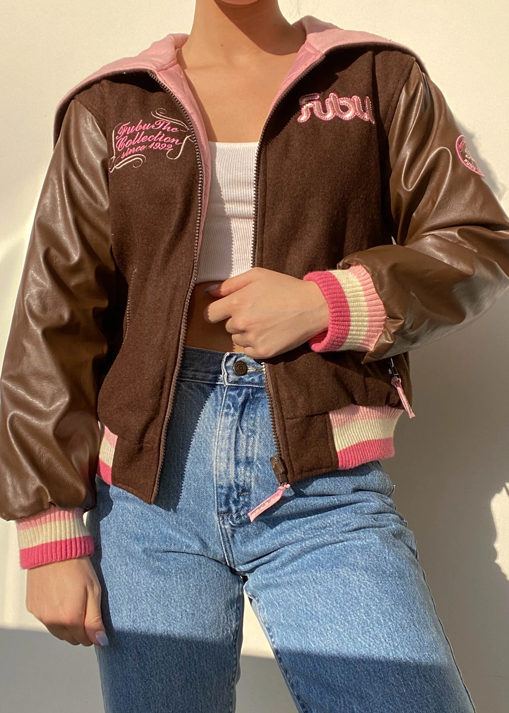 Fubu Y2k Pink & Brown Bomber (S)