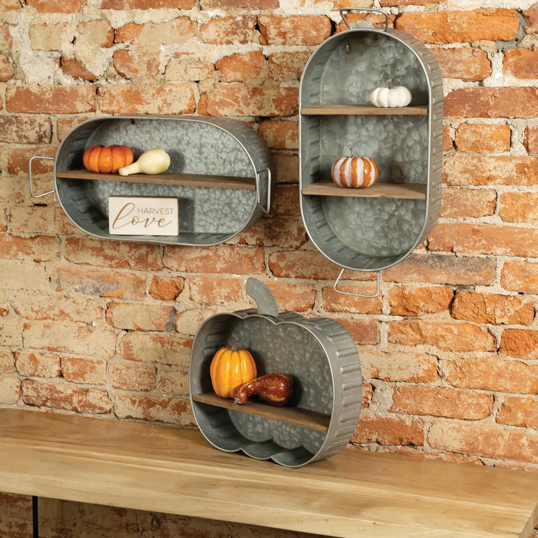 Galvanized Metal Pumpkin Shelf