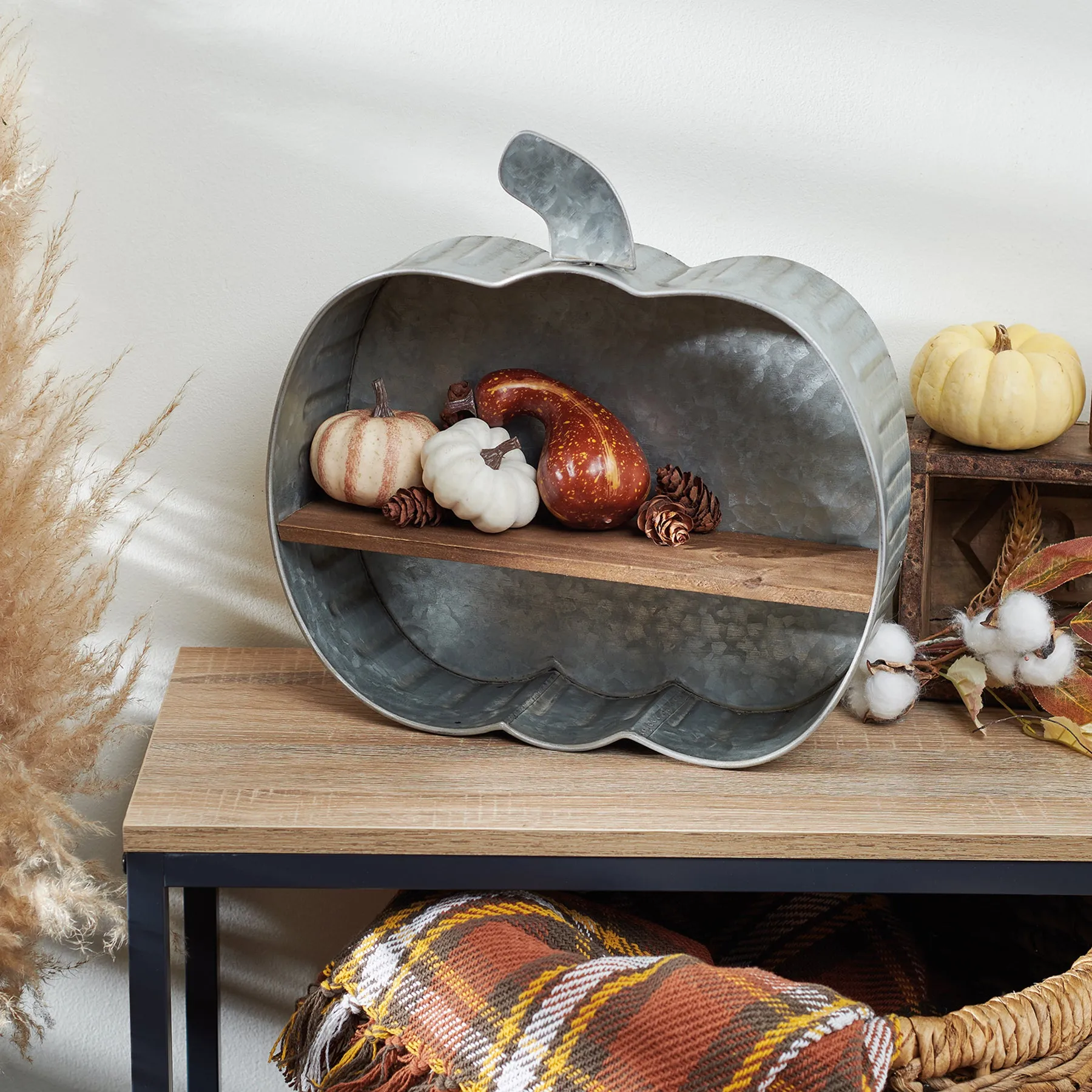 Galvanized Metal Pumpkin Shelf