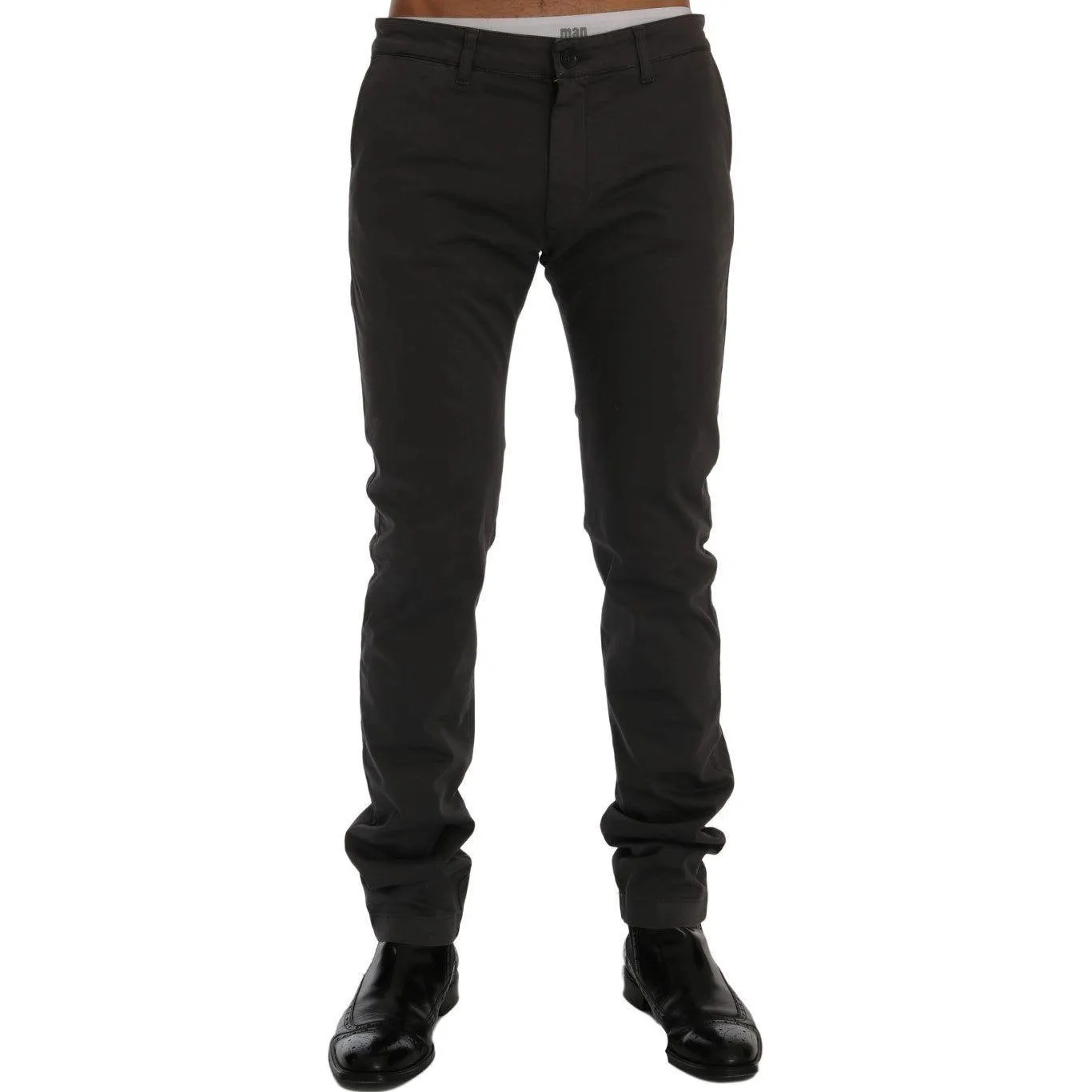 GF Ferre Elegant Slim-Fit Gray Cotton Trousers