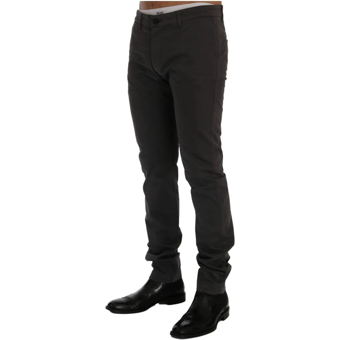 GF Ferre Elegant Slim-Fit Gray Cotton Trousers