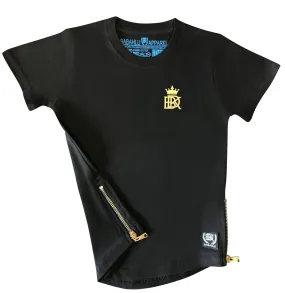 Gold Zipper Black T Shirt