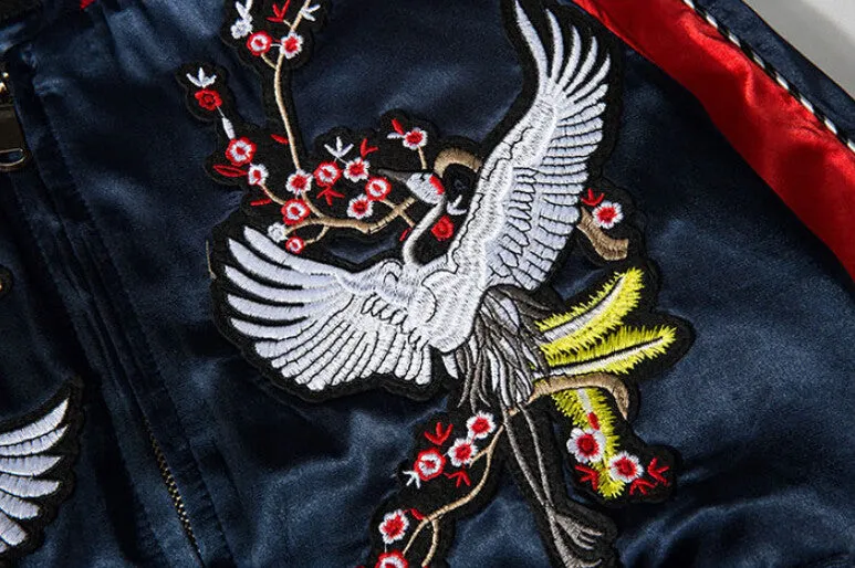 Harajuku Sukajan White Phoenix Embroidery