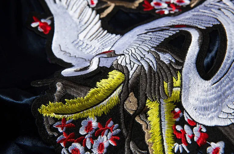 Harajuku Sukajan White Phoenix Embroidery