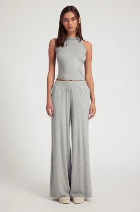 Heather Grey Rib Wide Leg Pants