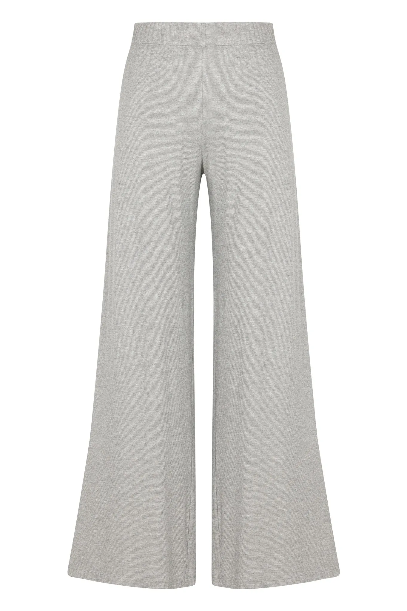 Heather Grey Rib Wide Leg Pants