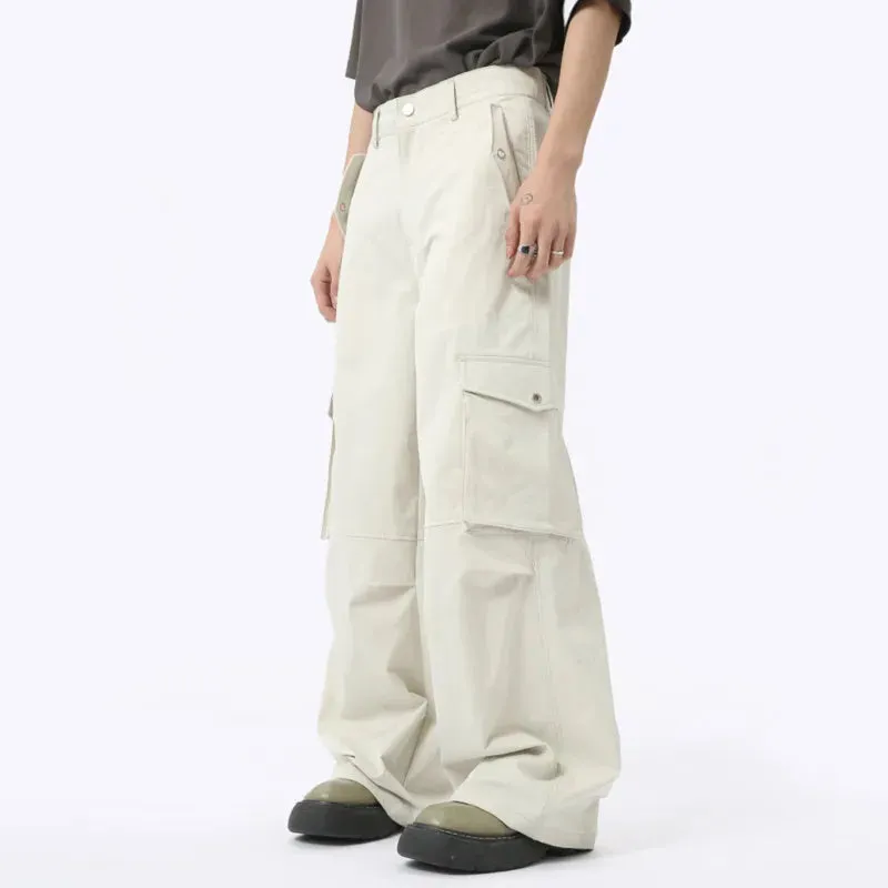 High Street Men's Cargo Pants Summer Loose Big Peckers Straight Trousers Wide Leg Male Casual Overalls 9C6311