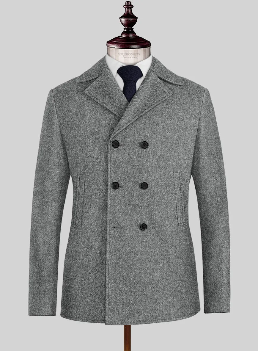 Highlander Light Gray Tweed Pea Coat