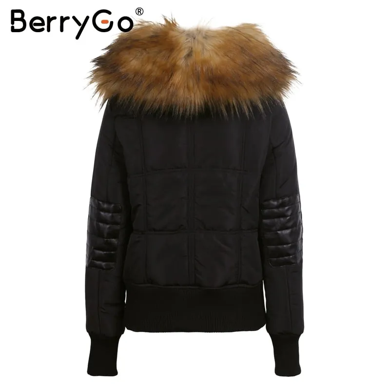 Hooded Fur Waist Length Zipper Front Bomber Jacket in 3 Colours