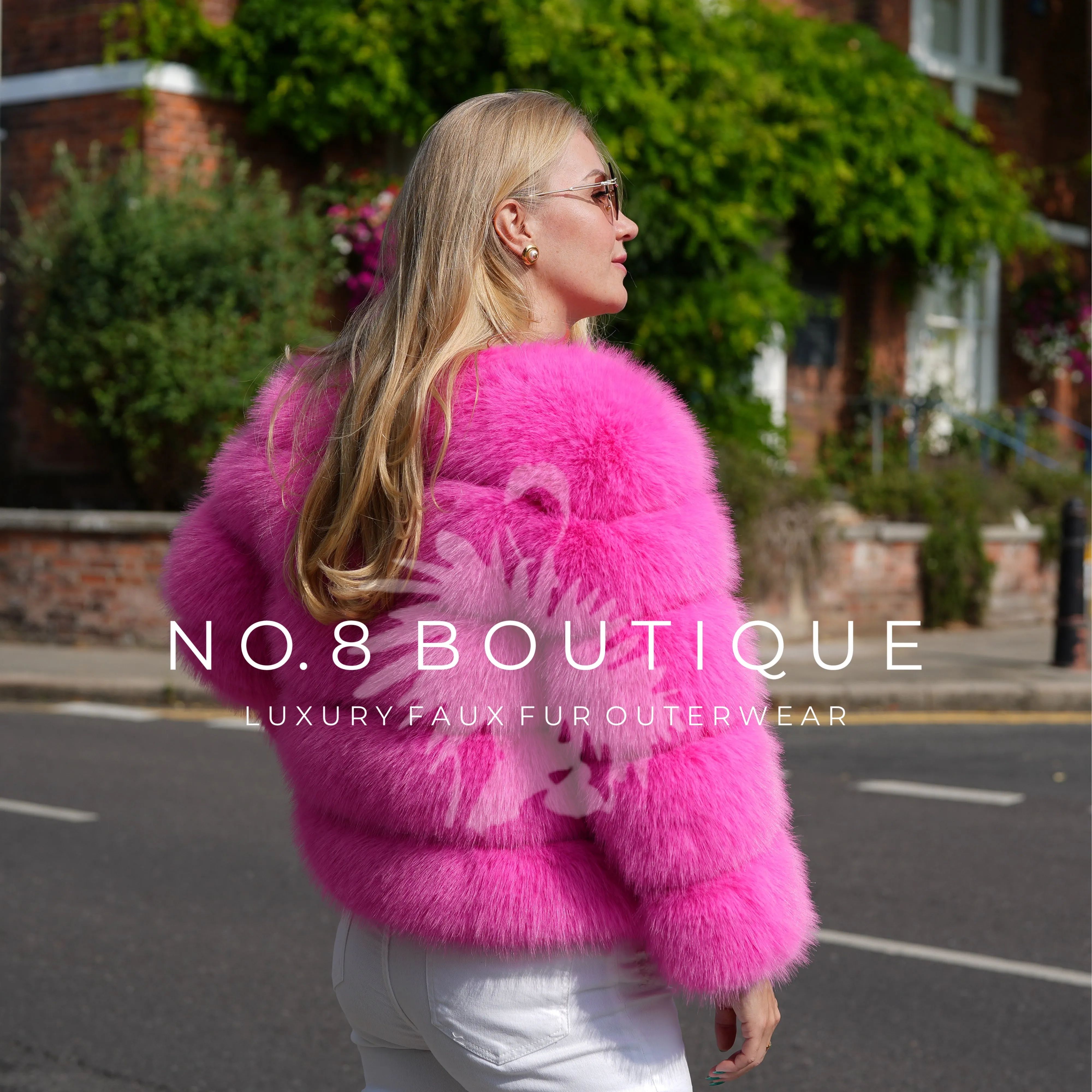 Hot Pink Classic 5 Row Faux Fur Jacket