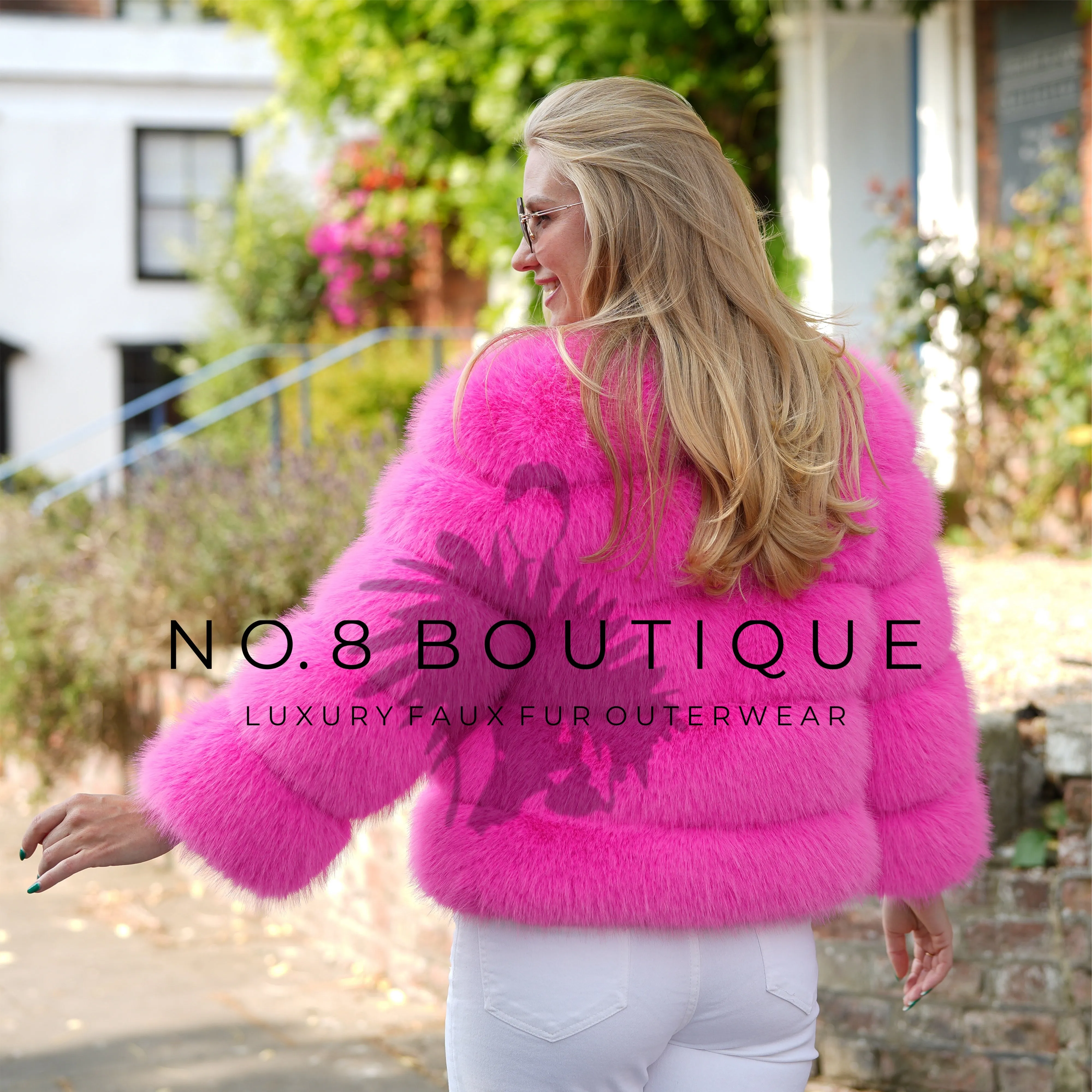 Hot Pink Classic 5 Row Faux Fur Jacket