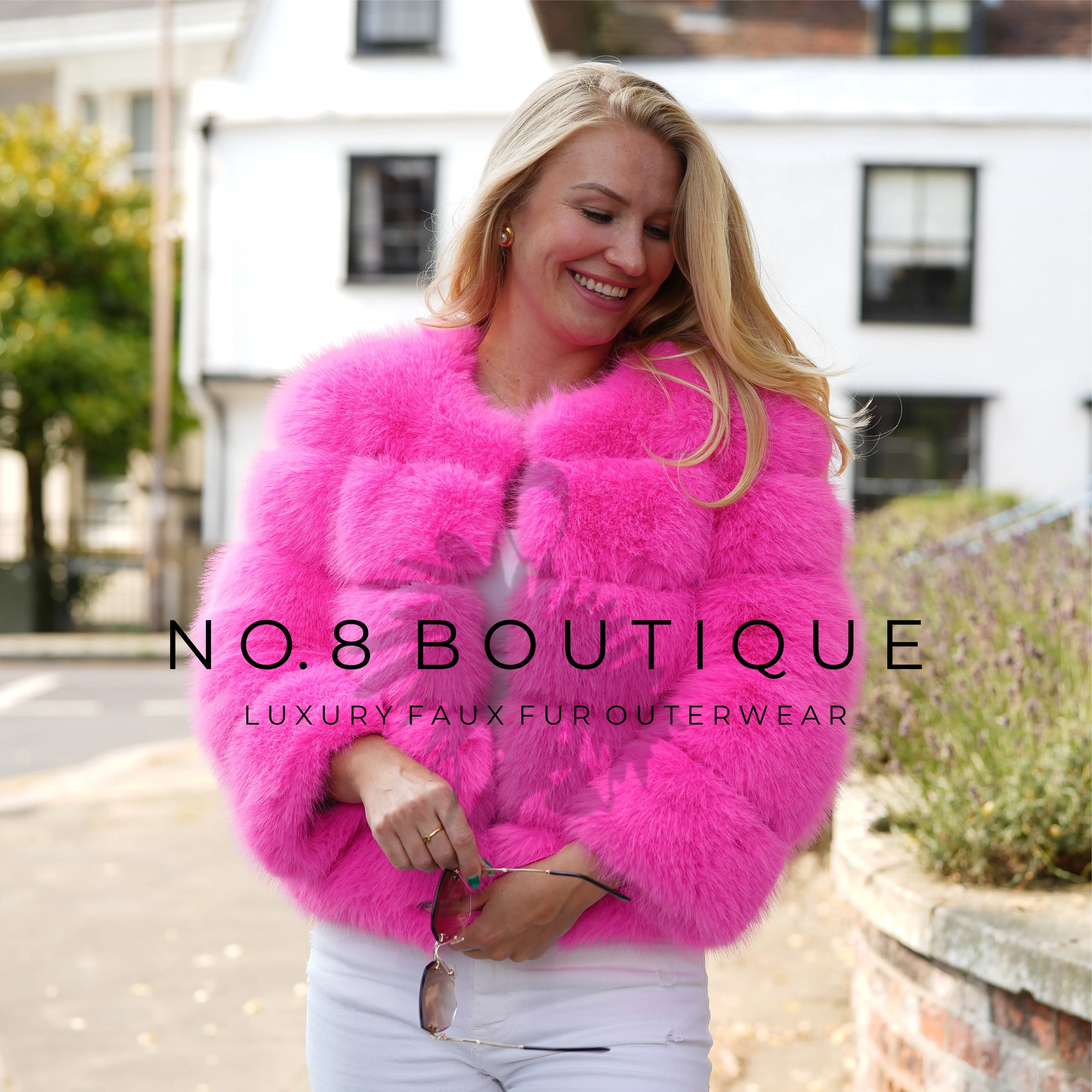 Hot Pink Classic 5 Row Faux Fur Jacket