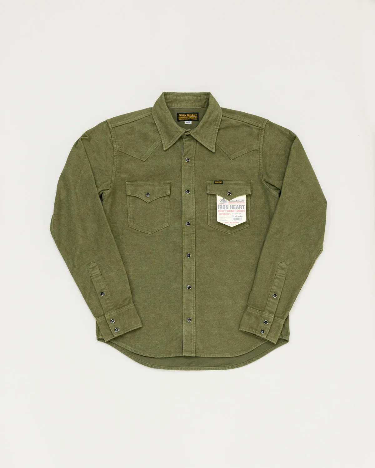 IHSH-330-ODG - 9oz Raised Whipcord Western Shirt - Olive Drab Green