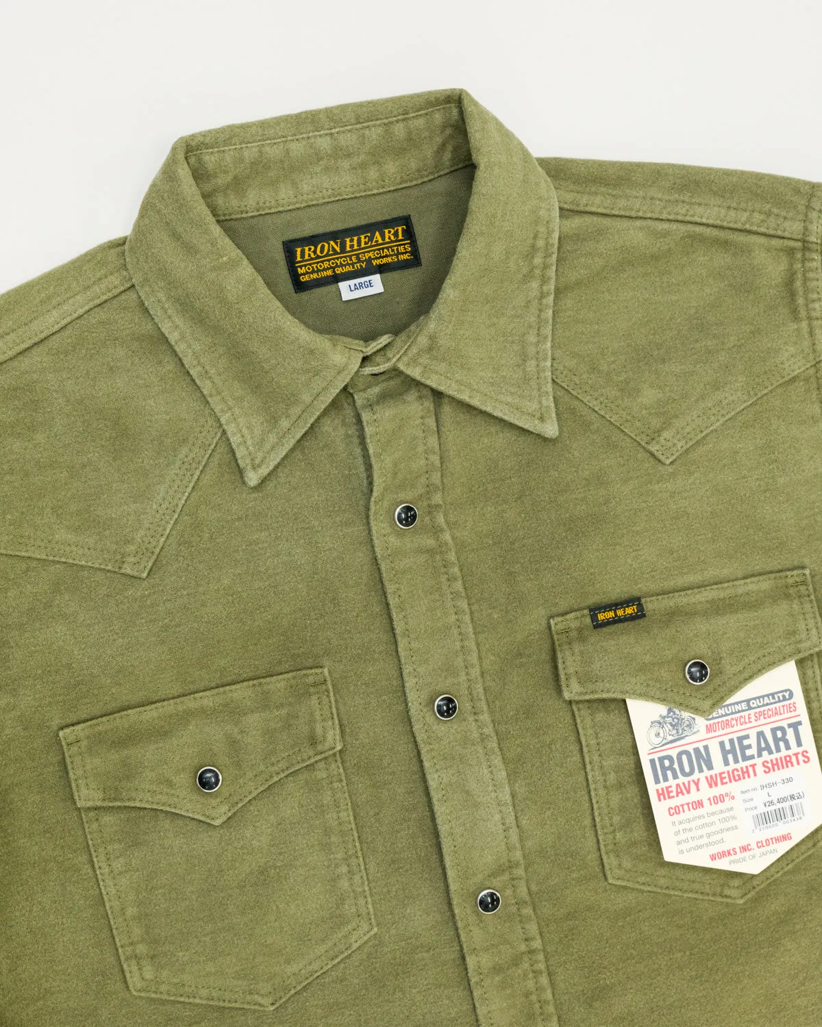 IHSH-330-ODG - 9oz Raised Whipcord Western Shirt - Olive Drab Green