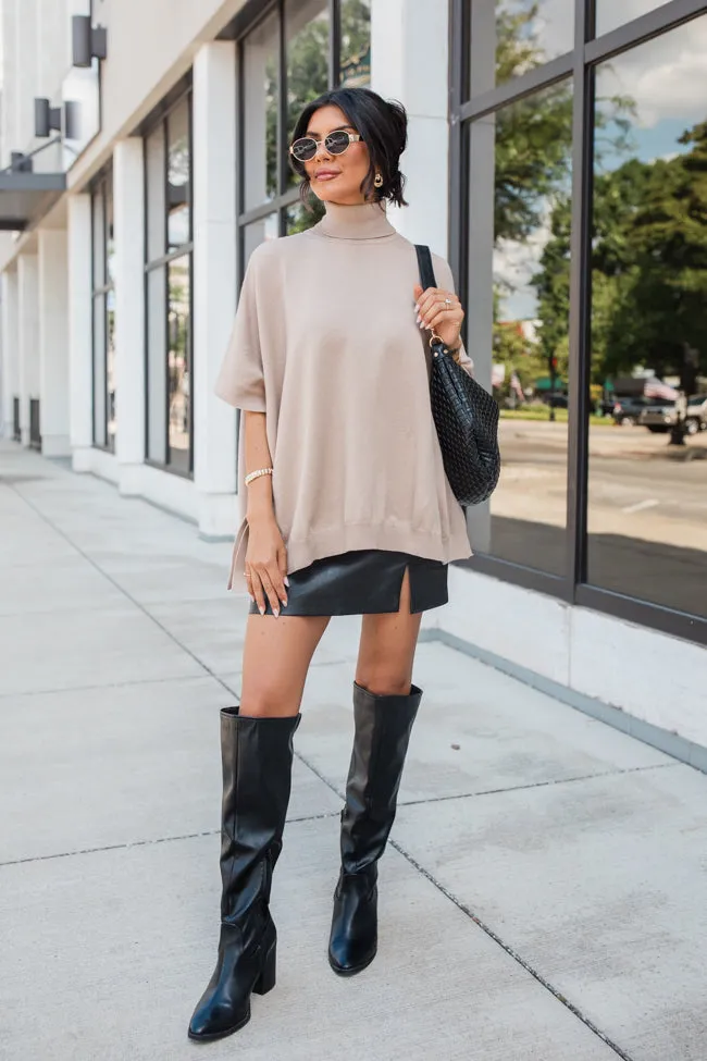 In The Mix Tan Sweater Poncho FINAL SALE