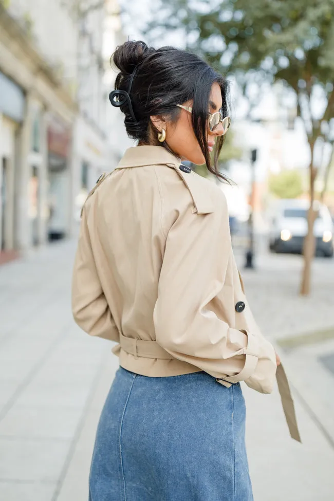 Invest In Me Tan Crop Trench Coat FINAL SALE