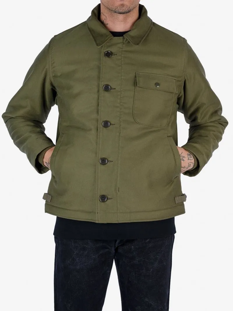 Iron Heart Denim IHM-40 Whipcord A2 Deck Jacket Olive Drab