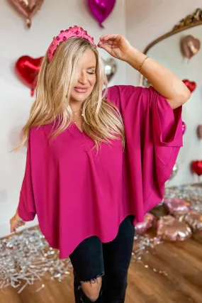 Isaiah Split Neck Poncho Sleeve Blouse Top *FINAL SALE*