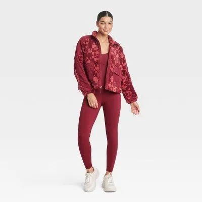 Joylab Women's Zip-Up Cropped Winter High-Pile Fleece Jacket Relaxed Fit