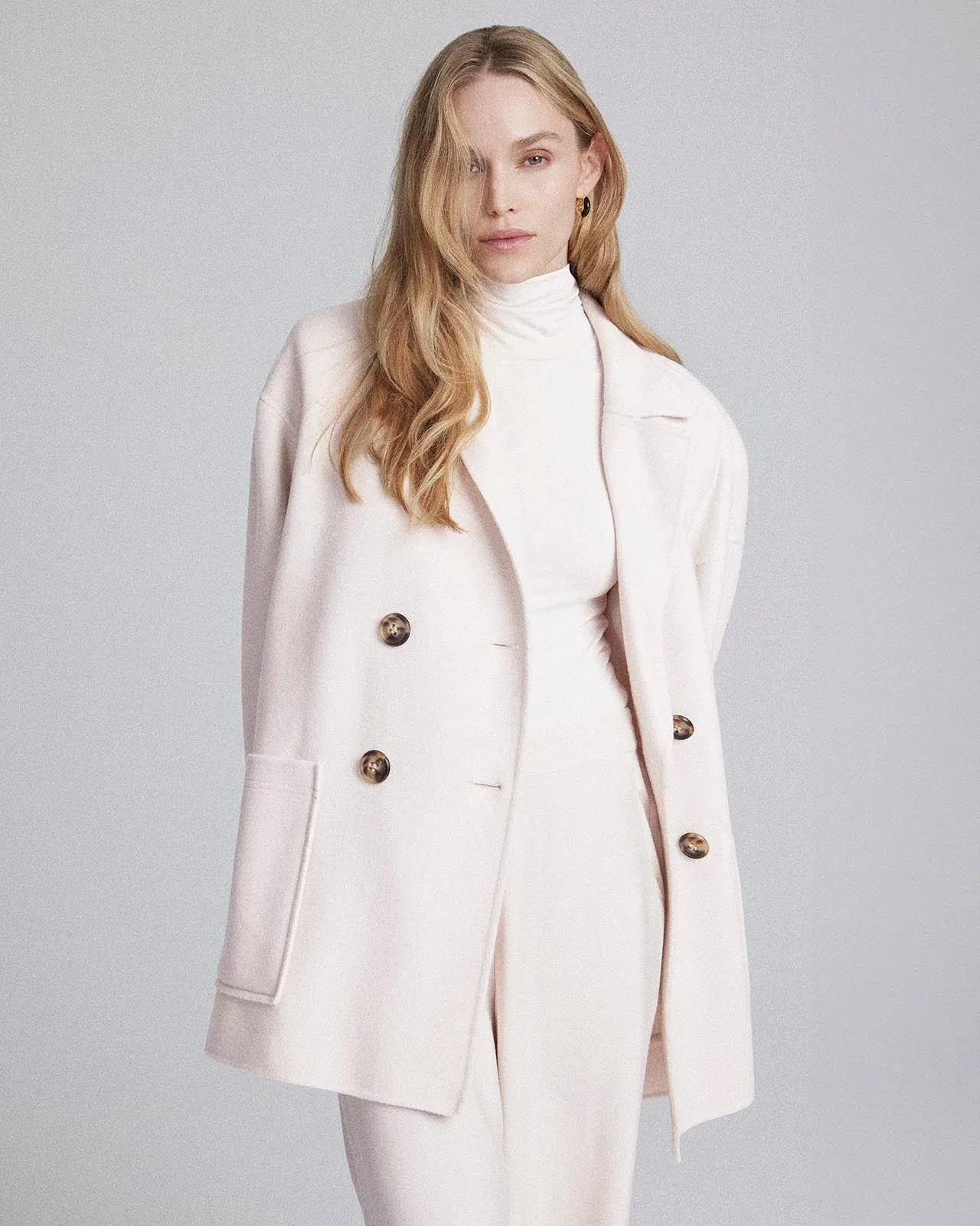 Kate Young x Splendid Wool-Cashmere Double Breasted Coat