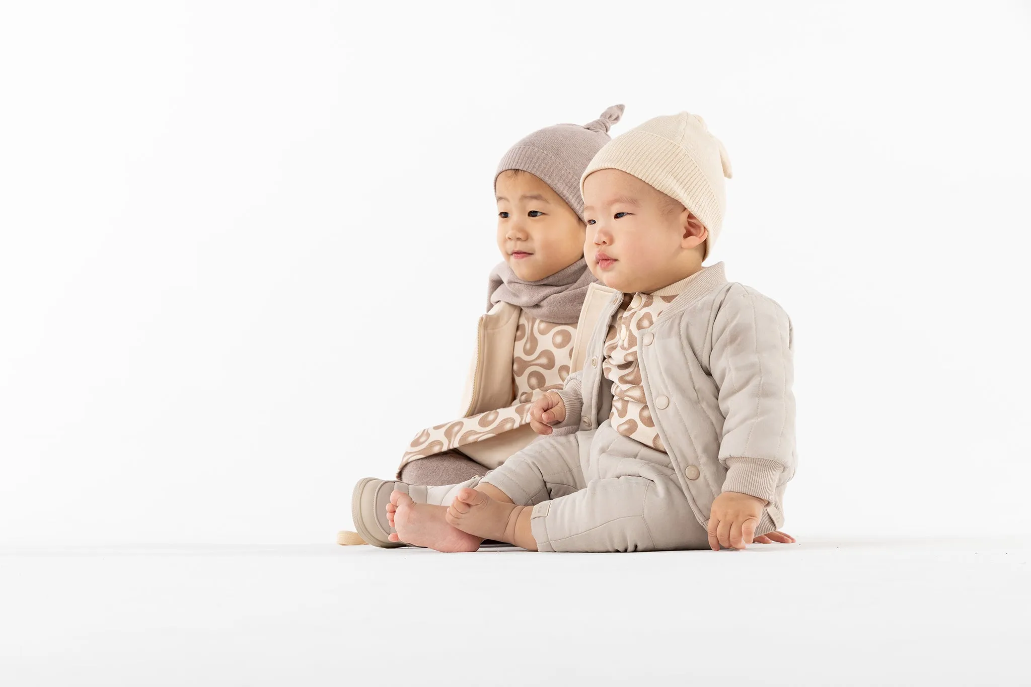 Kids Quilted Poplin Bomber - Oatmeal