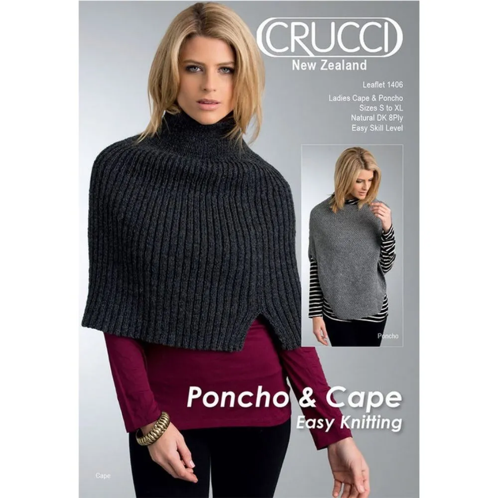 Ladies Cape & Poncho KNitting Pattern (1406)