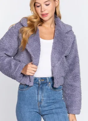 Lavender Faux Fur Cropped Jacket