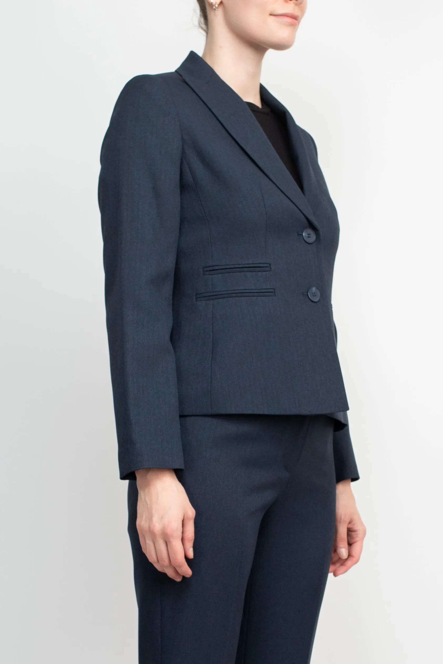 Le Suit Long Sleeve Double-Button Blazer Punctuated with Three Welt Pockets Crepe Pant