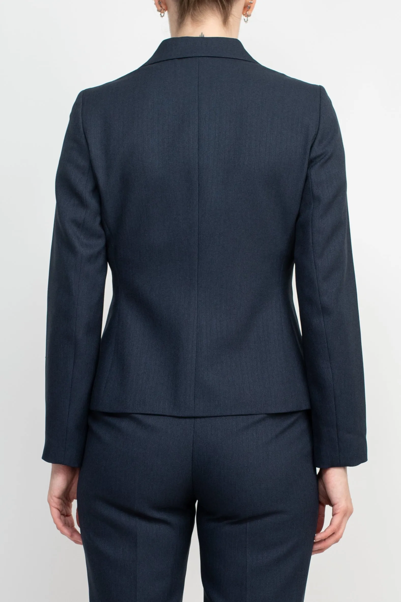 Le Suit Long Sleeve Double-Button Blazer Punctuated with Three Welt Pockets Crepe Pant