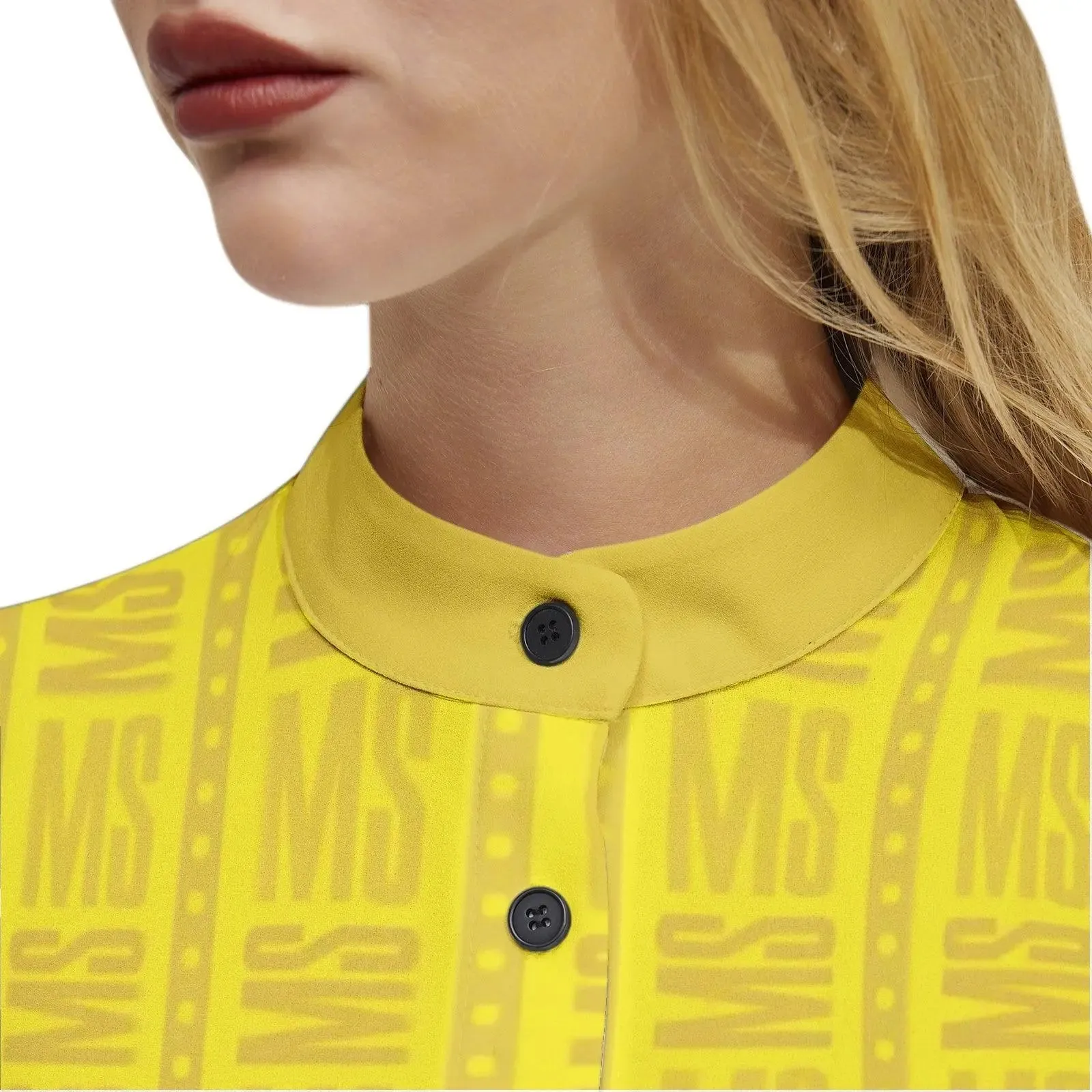 Long Sleeve Button Up Casual Shirt - Yellow