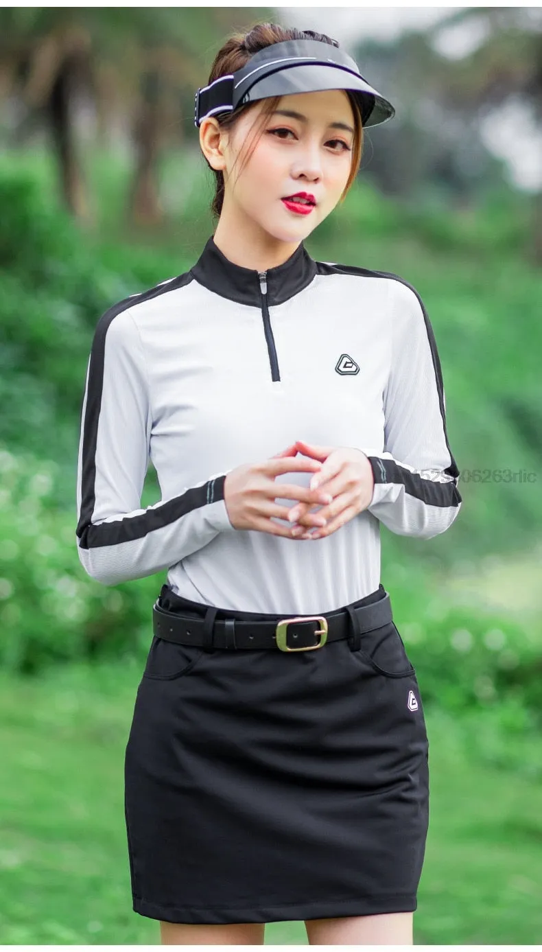 Long Sleeves Golf Shirt Ladies Spring Summer Sportswear Breathable Sports T-shirt Bottoming Tops