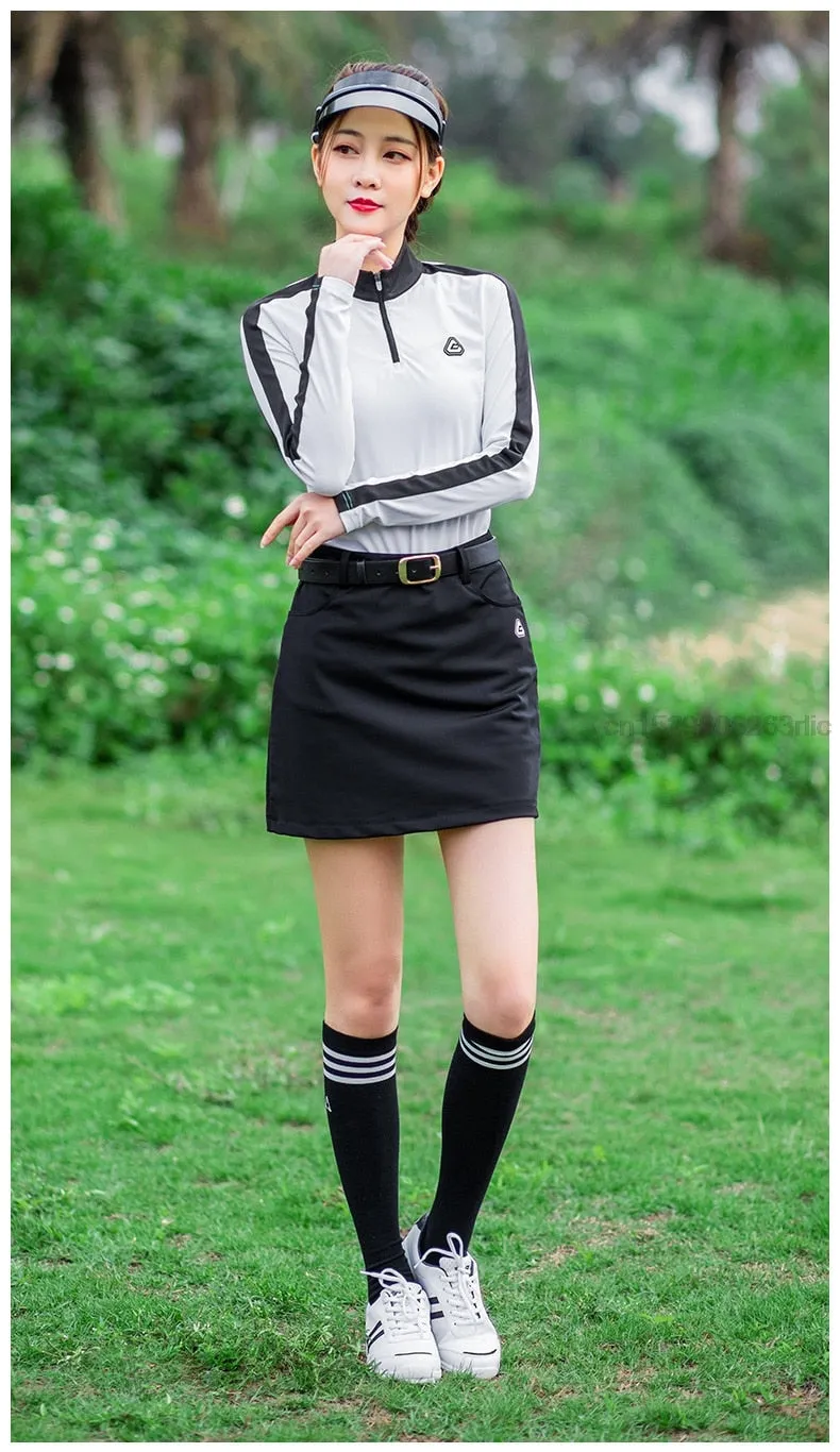 Long Sleeves Golf Shirt Ladies Spring Summer Sportswear Breathable Sports T-shirt Bottoming Tops