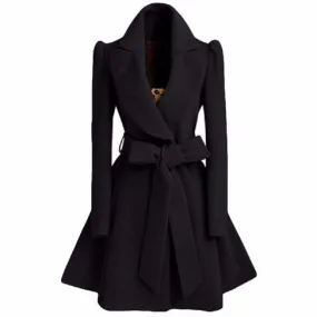 Long trench coat for women Slim female Black red coat