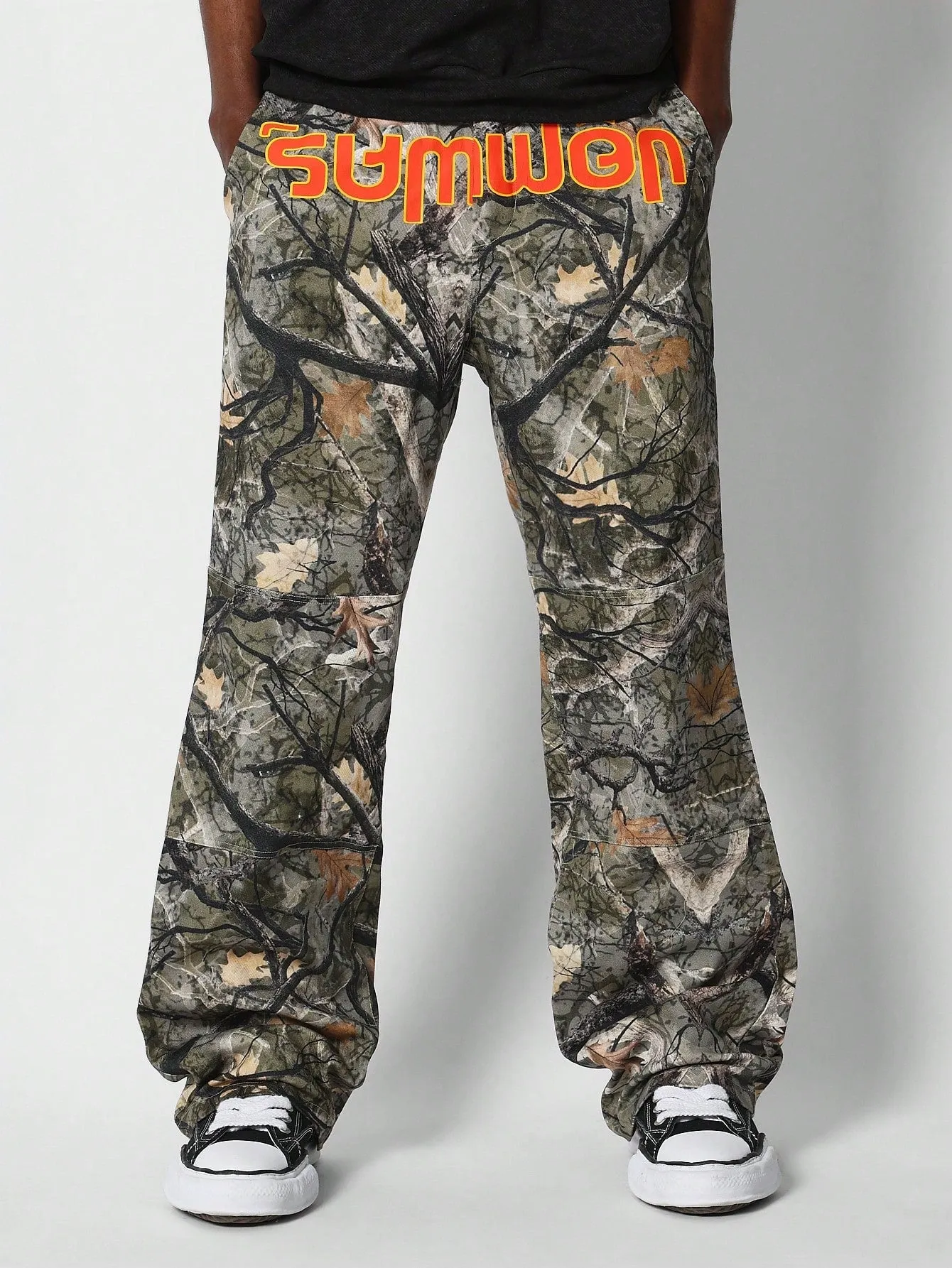 Loose Fit All Over Camo Pant With Front Print