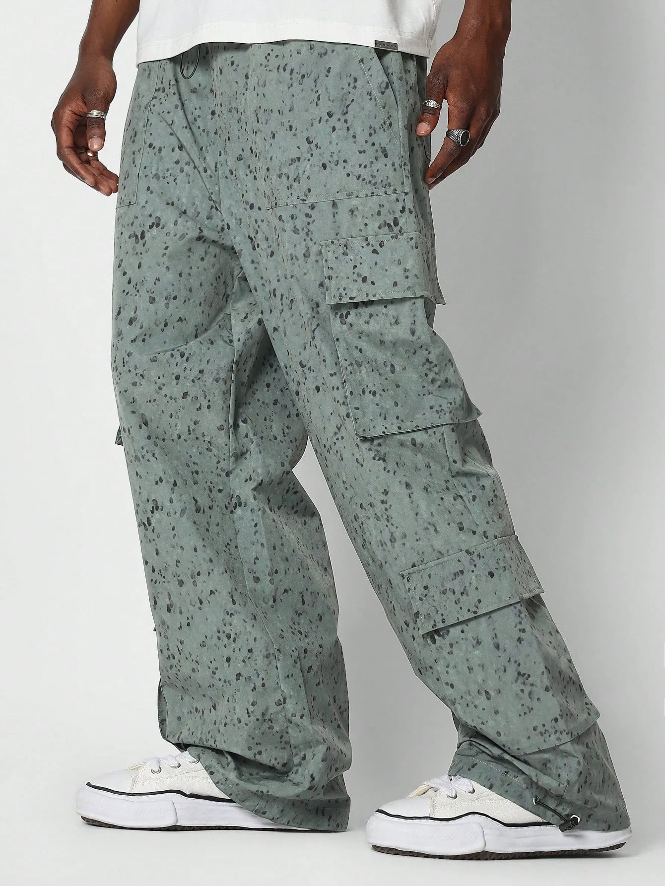 Loose Fit Parachute Pant With All Over Print