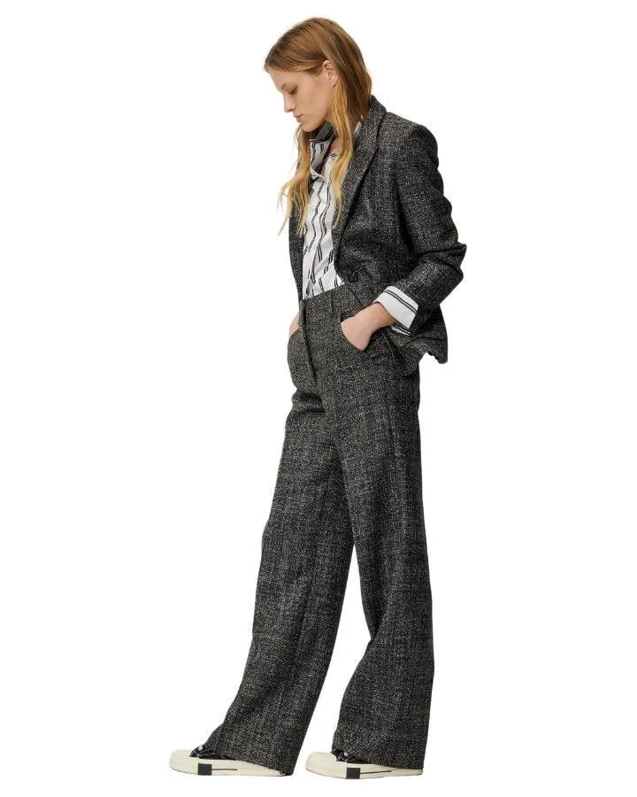 Luisa Cerano Tweed Wool One Button Blazer