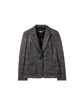 Luisa Cerano Tweed Wool One Button Blazer