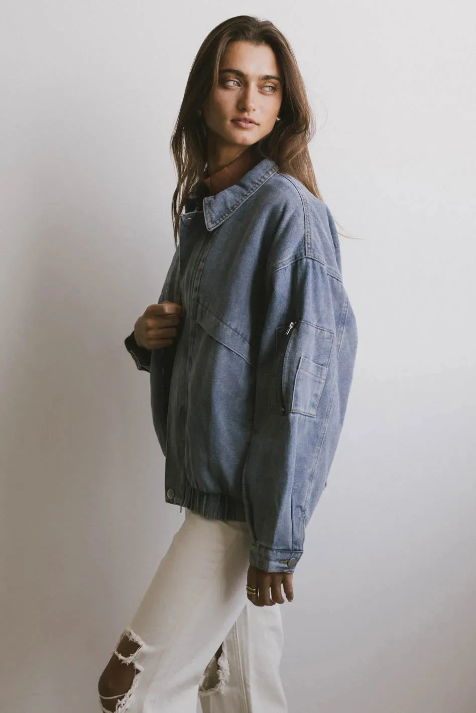 Maeve Denim Bomber Jacket - FINAL SALE