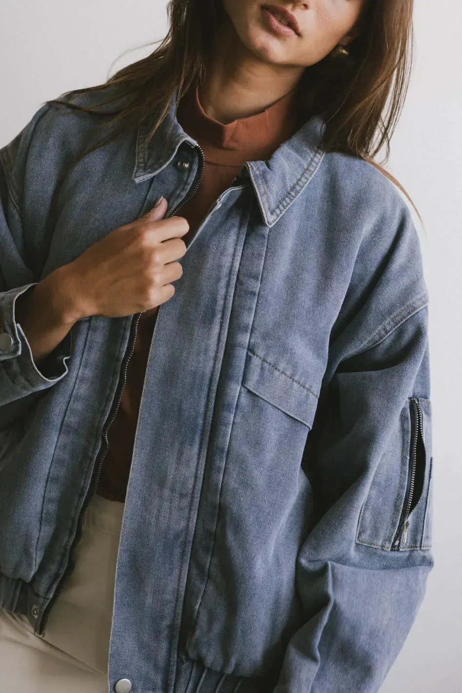 Maeve Denim Bomber Jacket - FINAL SALE