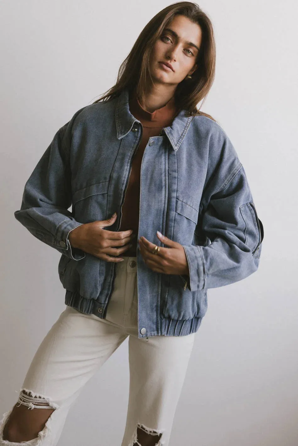 Maeve Denim Bomber Jacket - FINAL SALE