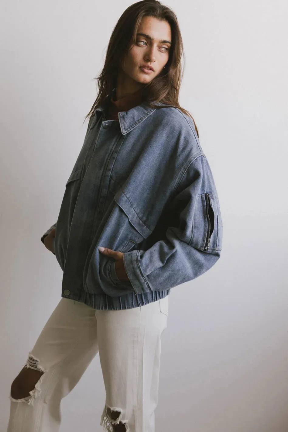 Maeve Denim Bomber Jacket - FINAL SALE