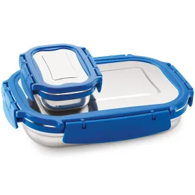 Magnus Bolt Deluxe Stainless Steel Lunch Box - Airtight & Leak Proof Tiffin (800 Ml & 150Ml) - Ideal Lunch Box for Kids, Office Men - Perfect for School, Office and Picnic (Blue)