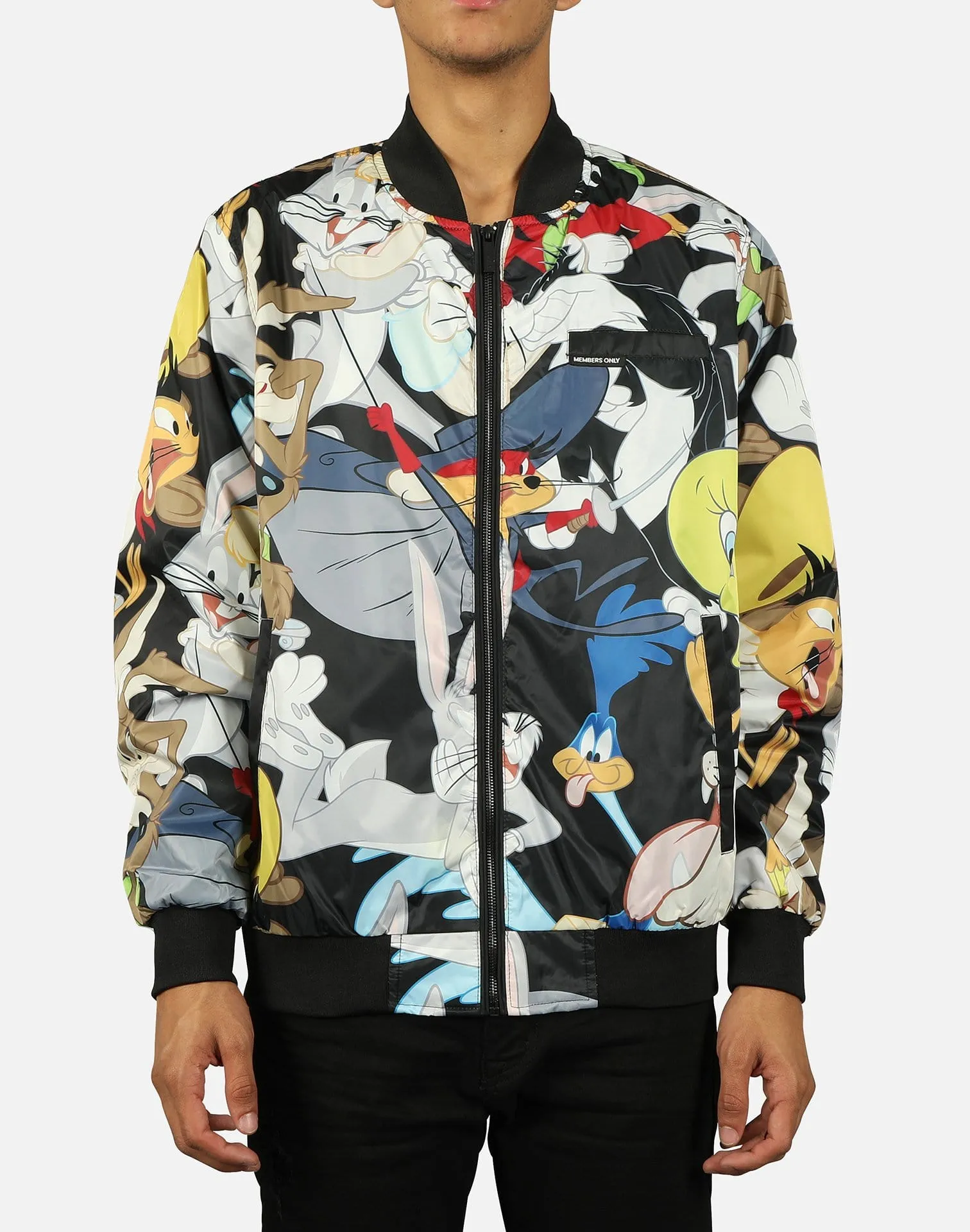 Members Only LOONEY TUNES AOP MASH PRINT BOMBER JACKET