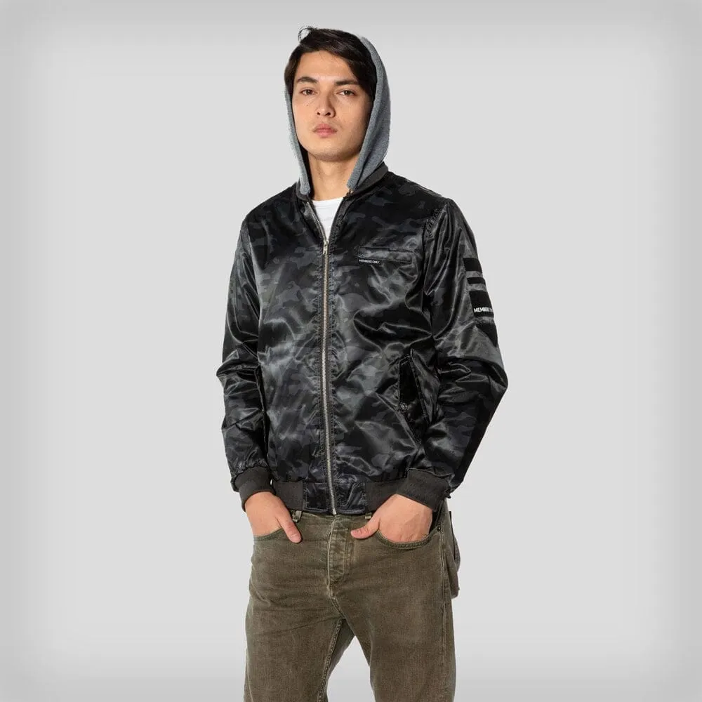 Members Only Men's Flight Satin Twill Hooded Jacket