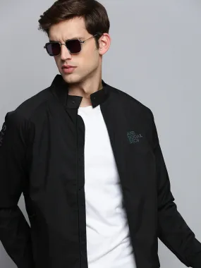 Men Black Solid Casual Jacket