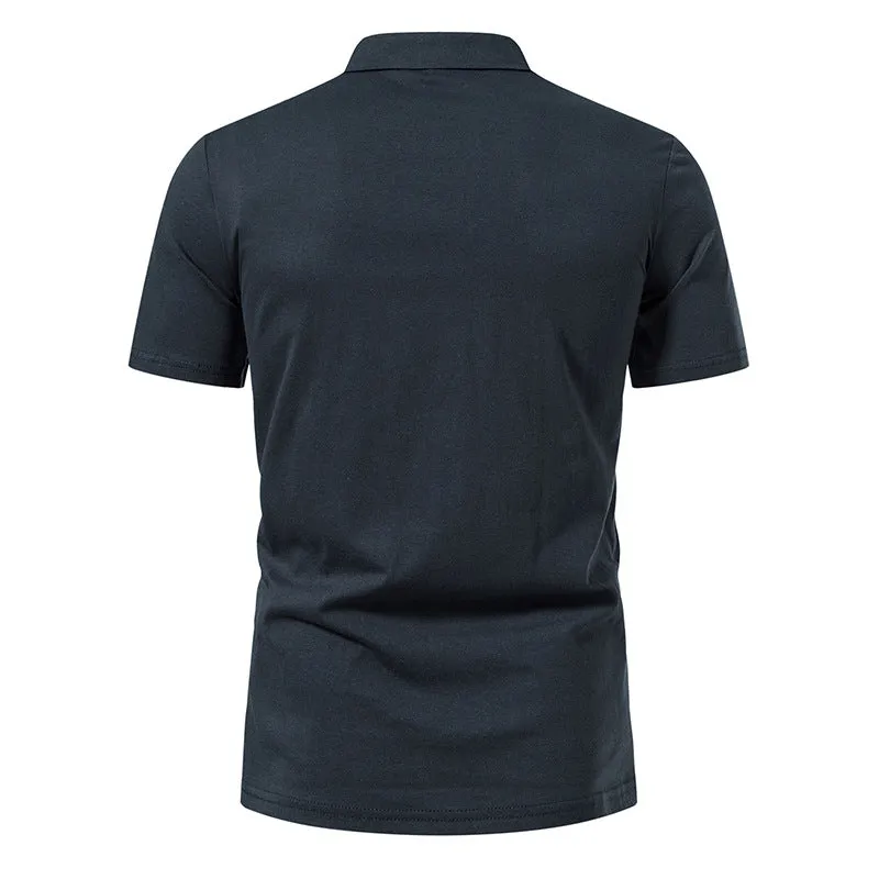 Men Turnover Collar Tied Straps Short Sleeves T-Shirt